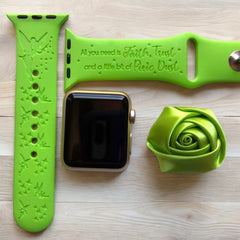 Tinker Bell Engraved Watch Band - SarenaTealDesigns
