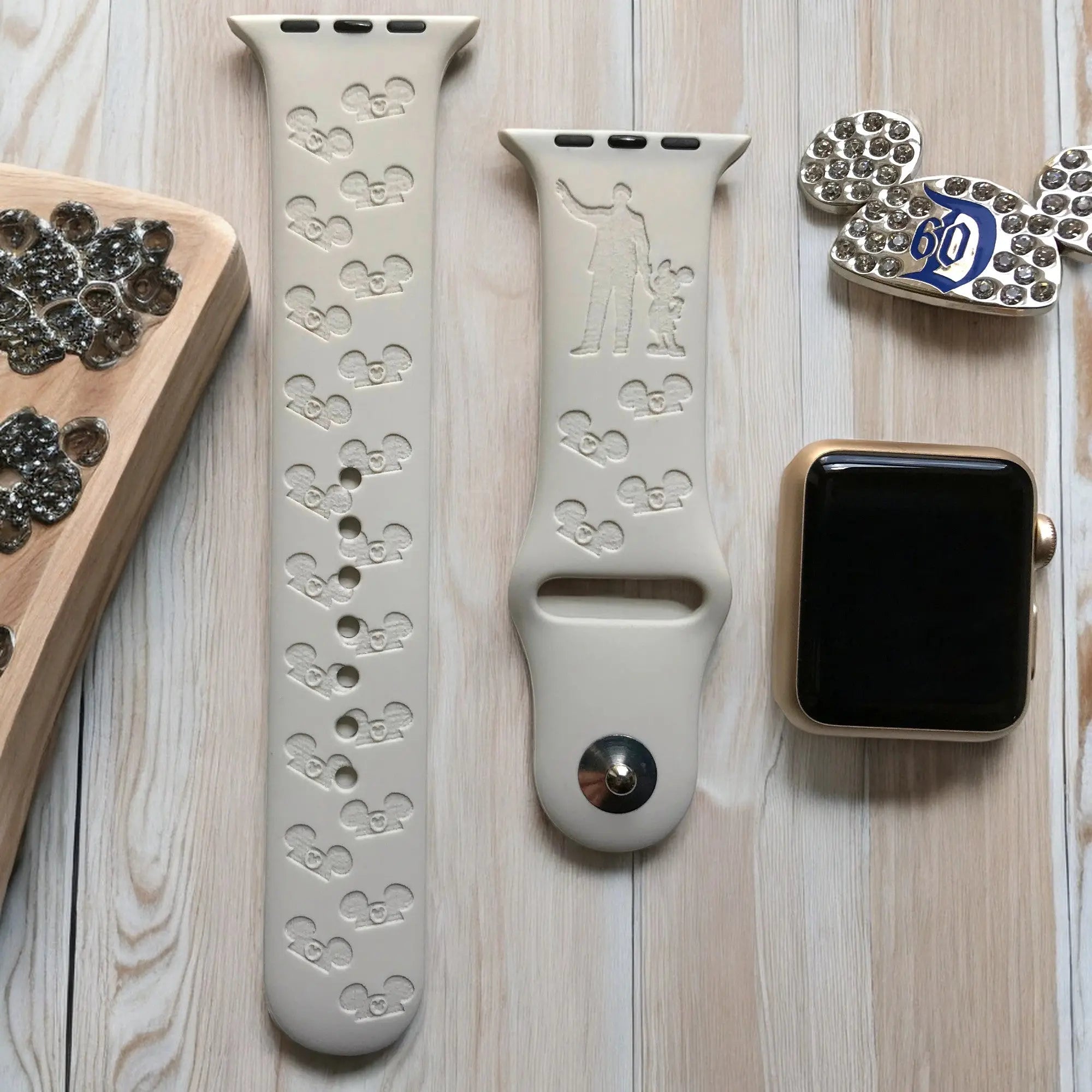 Walt / Mickey & Mouseketeer Hats Engraved Watch Band - SarenaTealDesigns