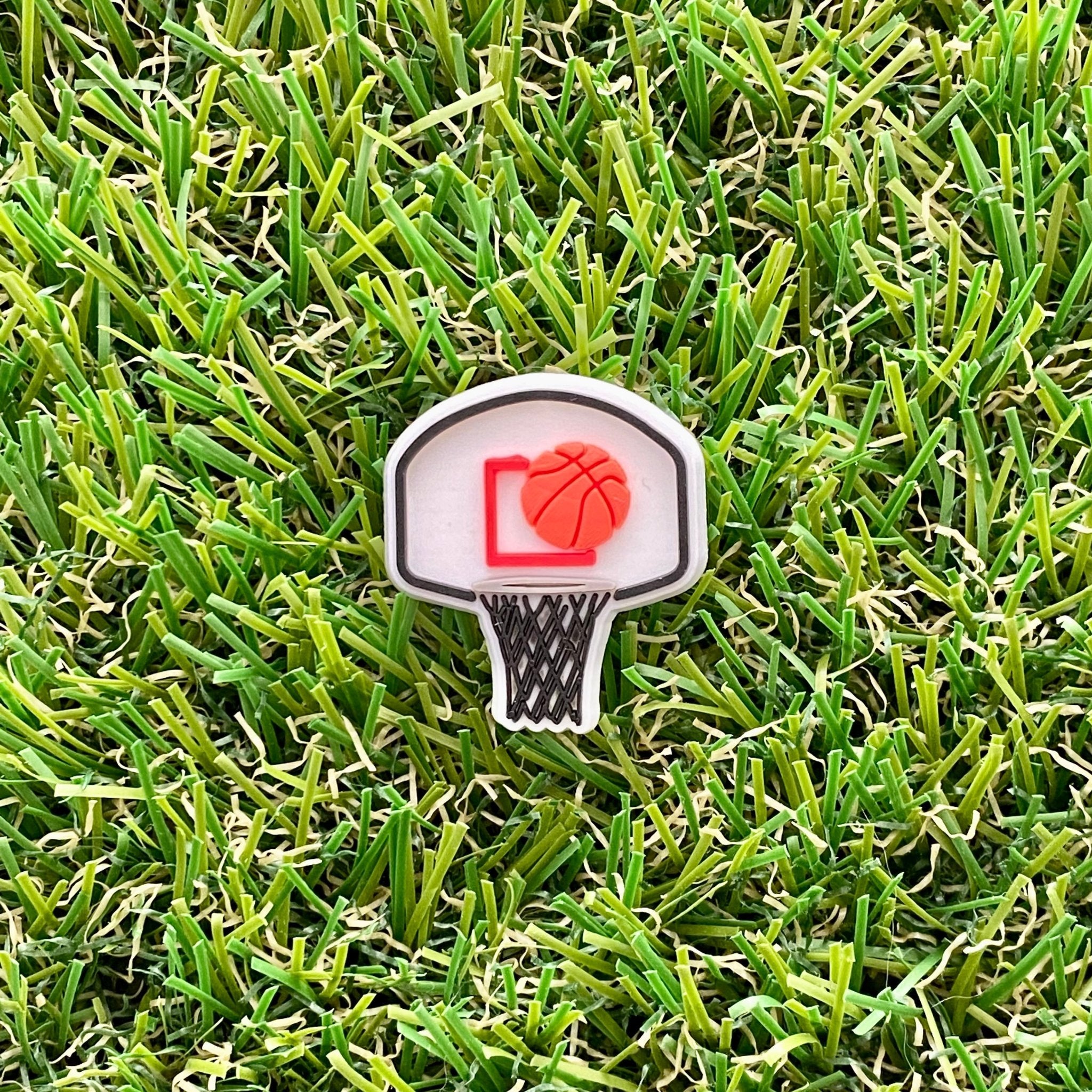 Basketball with Hoop Clog Charms - SarenaTealDesigns