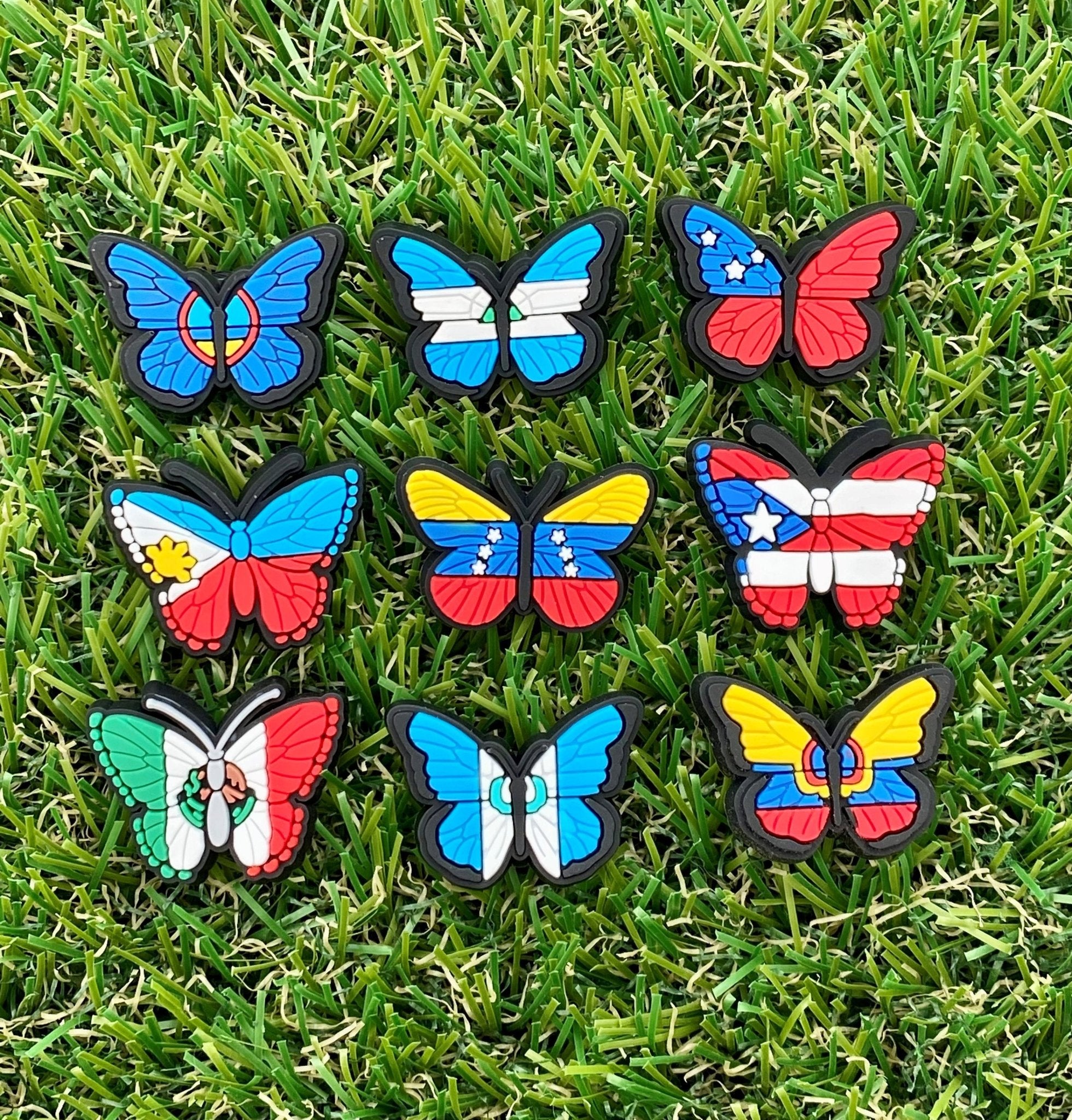 Butterfly Flags Clog Charms | Video Game Clog Charms | Fashion Charms | Clog Accessories | Bracelet Charms | Sports Clog Charms - SarenaTealDesigns