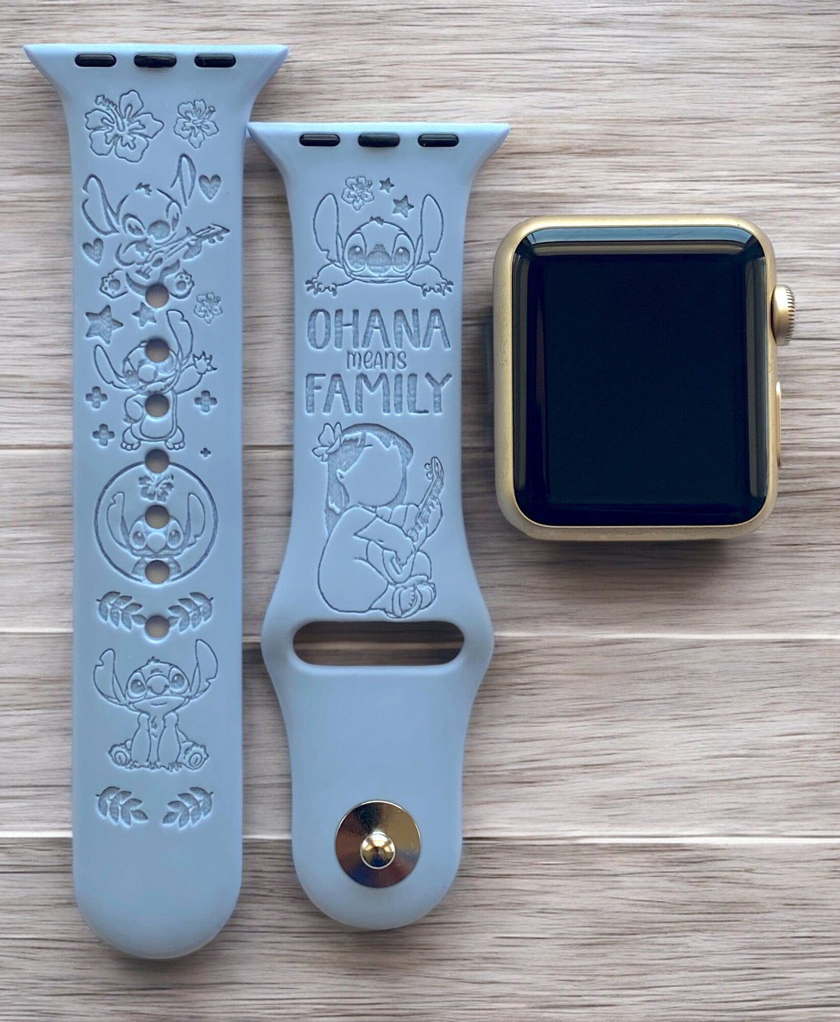 Stitch Engraved Apple Watch Band, 24 Colors, 38mm 40mm 41mm 42mm 44mm 45mm 49mm, Personalized Apple Watch Strap
