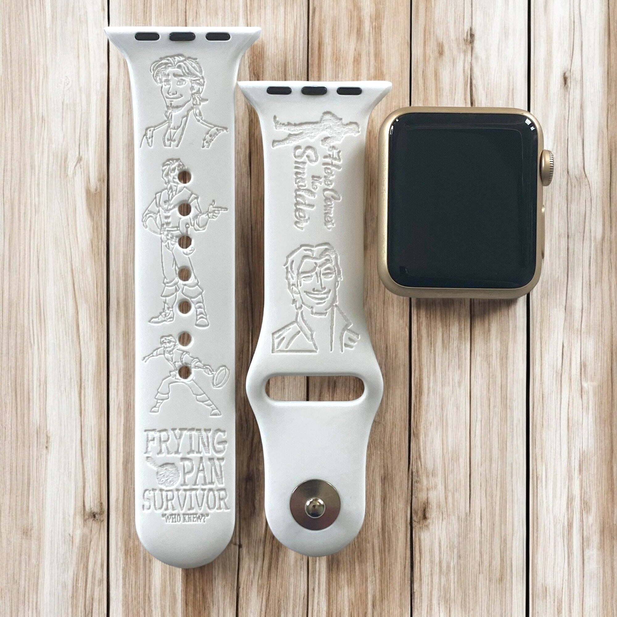 Flynn Rider Engraved Apple Watch Band, 24 Colors, 38mm 40mm 41mm 42mm 44mm 45mm 49mm, Personalized Apple Watch Strap