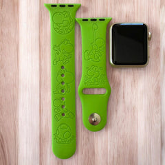 Yoshi Engraved Apple Watch Band, 24 Colors, 38mm 40mm 41mm 42mm 44mm 45mm 49mm, Personalized Apple Watch Strap