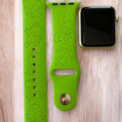 Yoshi Engraved Apple Watch Band, 24 Colors, 38mm 40mm 41mm 42mm 44mm 45mm 49mm, Personalized Apple Watch Strap