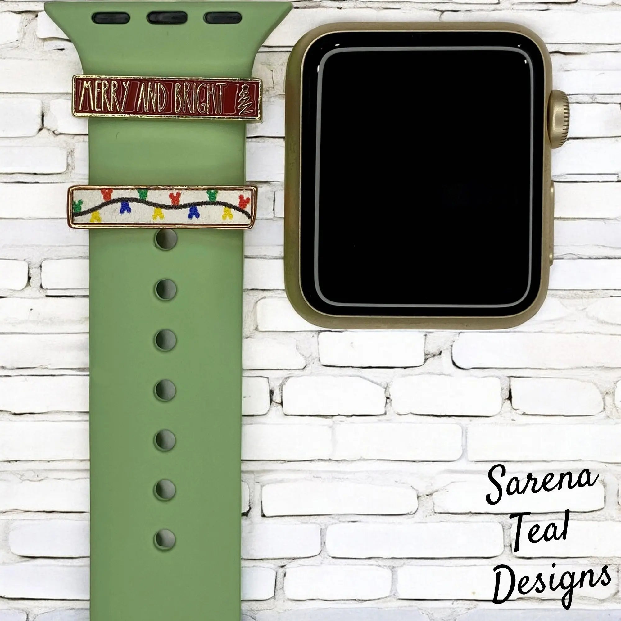 Mickey Christmas Lights - Merry and Bright Watch Band Slider Charm - SarenaTealDesigns