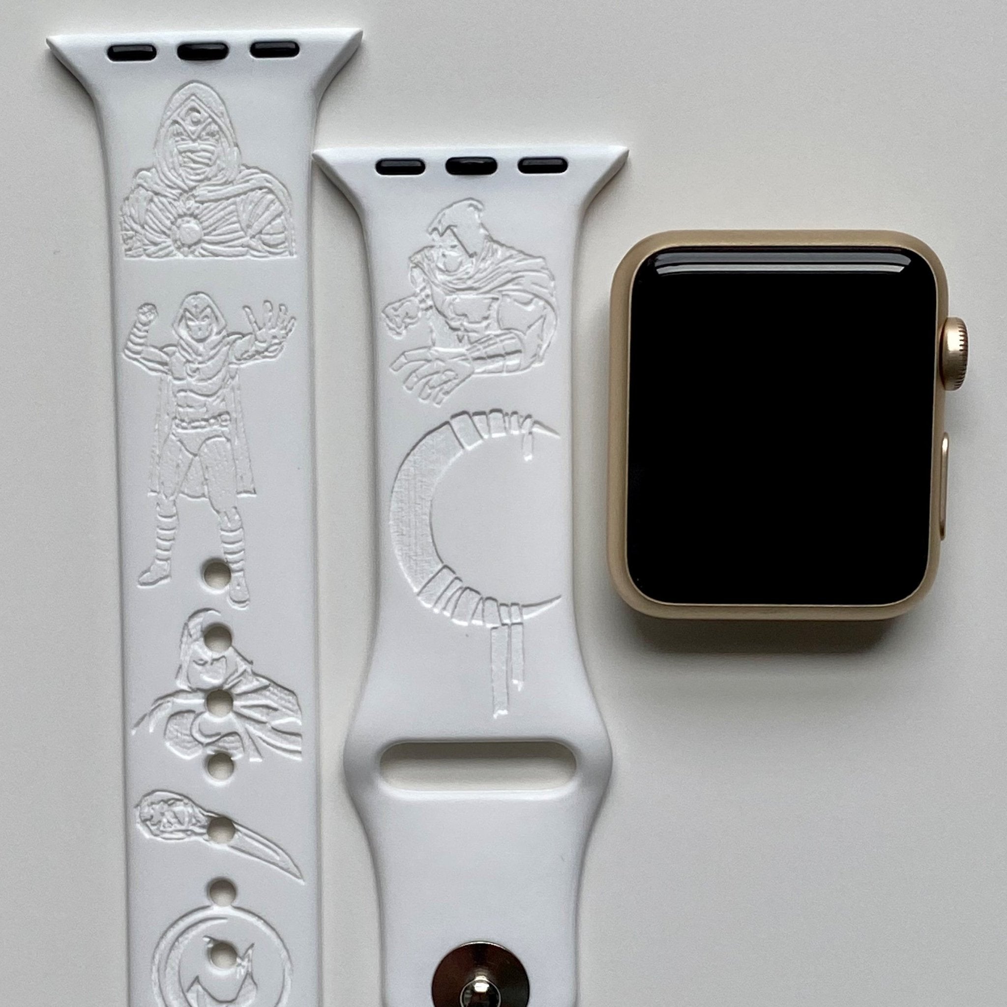 Moon Knight Engraved Watch Band - SarenaTealDesigns